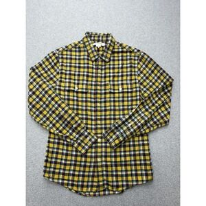 FRAME Shirt Mens Small Yellow Plaid Flannel Slim Fit Button Front Casual